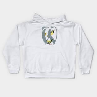 Avian Alphabet W - Hooded warbler Kids Hoodie